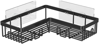 GENERIX Corner Shower Caddy 2 Pack – Rustproof Stainless Steel Bathroom Shelf, Matte Black, No Drilling Adhesive Mount, Space-Saving Corner Organizer for Shampoo & Toiletries