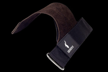 Leather Weightlifting Wrist Straps – Dual-Layer Cowhide, Heavy Duty Support for Deadlifts & Pulls – Black Gym Wrist Support Straps