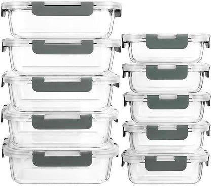 Glass Food Storage Containers with Lids – Airtight & BPA-Free – Stackable Meal Prep Containers – Oven, Microwave, Freezer & Dishwasher Safe