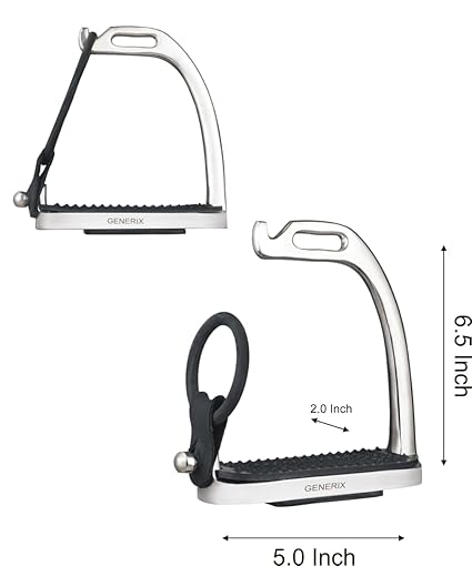 horse riding safety stirrups-anti-slip equestrian stirrups for english saddle-durable lightweight metal with black accents-comfortable foot support for adult riders💥2 free safety accents💥