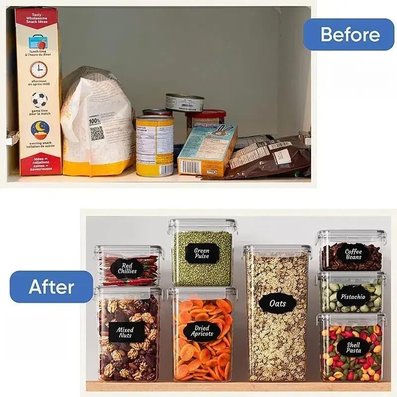 airtight food storage containers with lids – bpa-free plastic pantry organizer set – stackable kitchen storage bins for cereal, flour, sugar, rice, pasta, snacks & dry food organization