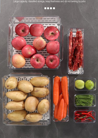 GENERIX Fridge Organisers Set of 10 – Stackable BPA-Free Clear Storage Containers with Lids – Fruit, Vegetable & Food Storage for Fridge – Keep Food Fresh and Organized