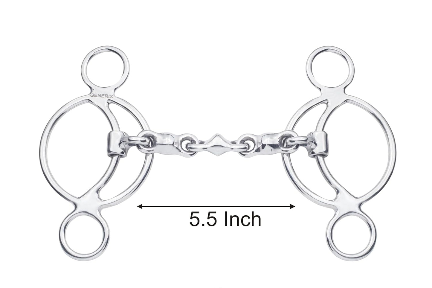 generix german silver 3-ring gag horse bit, 14.6 cm lozenge mouthpiece, show jumping training equipment