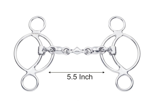 GENERIX German Silver 3-Ring Gag Horse Bit, 14.6 cm Lozenge Mouthpiece, Show Jumping Training Equipment