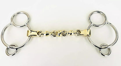 GENERIX German Silver 3-Ring Gag Horse Bit, 14.6 cm Lozenge Mouthpiece, Show Jumping Training Equipment