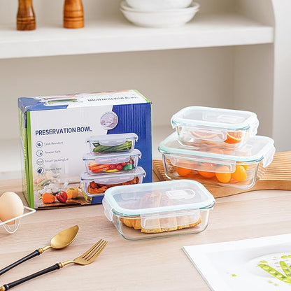 Glass Food Storage Containers with Lids – Airtight & BPA-Free – Stackable Meal Prep Containers – Oven, Microwave, Freezer & Dishwasher Safe