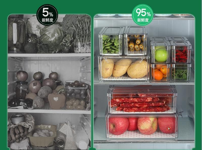 generix fridge organisers set of 10 – stackable bpa-free clear storage containers with lids – fruit, vegetable & food storage for fridge – keep food fresh and organized