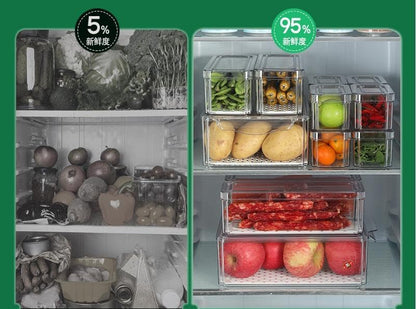 GENERIX Fridge Organisers Set of 10 – Stackable BPA-Free Clear Storage Containers with Lids – Fruit, Vegetable & Food Storage for Fridge – Keep Food Fresh and Organized