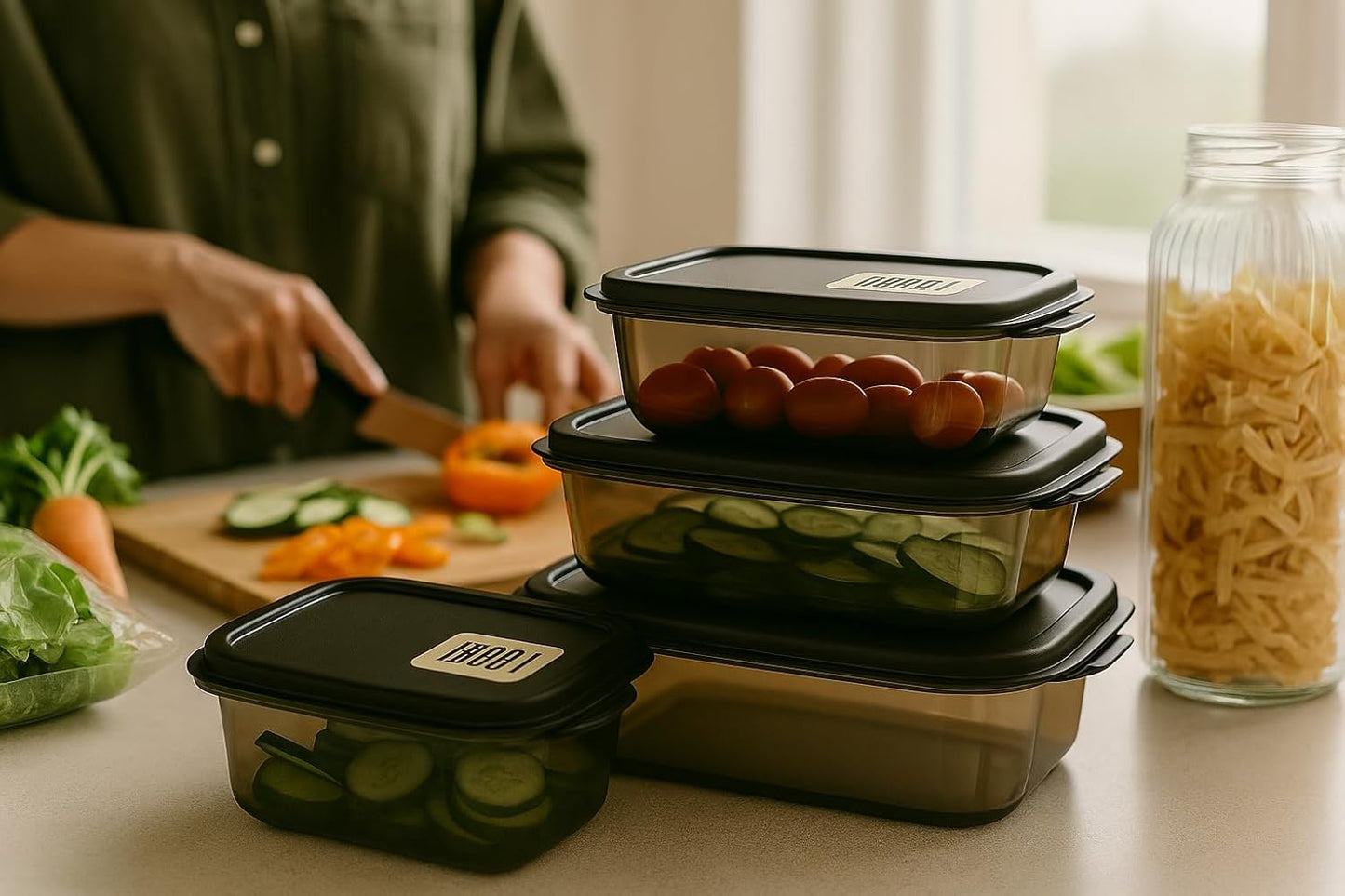 generix food storage containers with lids – 9-piece bpa-free plastic set (3×300ml, 3×600ml, 3×1100ml) – airtight & leakproof – microwave, freezer & dishwasher safe – meal prep containers