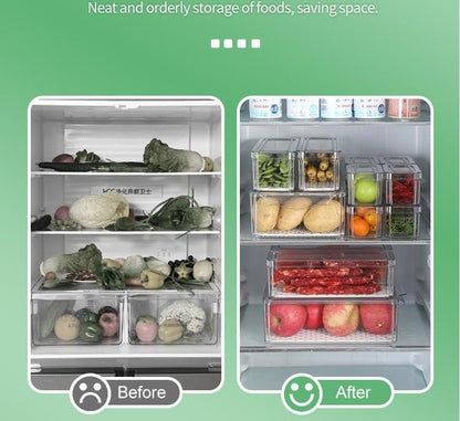 GENERIX Fridge Organisers Set of 10 – Stackable BPA-Free Clear Storage Containers with Lids – Fruit, Vegetable & Food Storage for Fridge – Keep Food Fresh and Organized