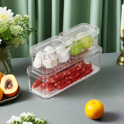 GENERIX Fridge Organisers Set of 10 – Stackable BPA-Free Clear Storage Containers with Lids – Fruit, Vegetable & Food Storage for Fridge – Keep Food Fresh and Organized