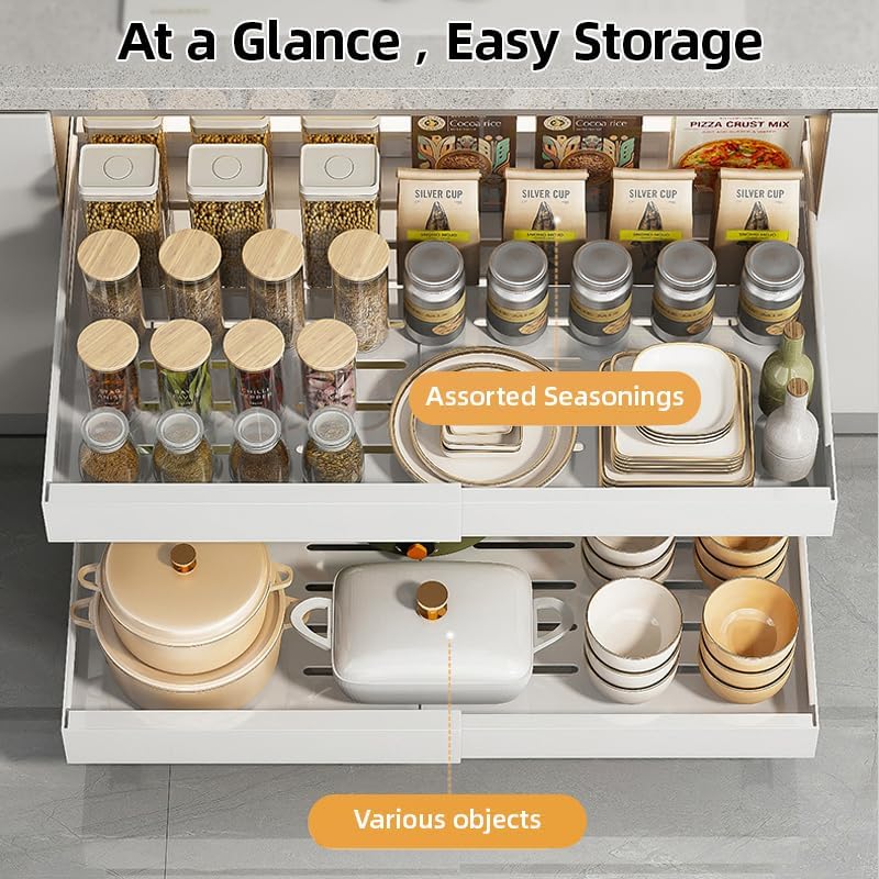 generix pull-out cabinet organizer – 1-tier adjustable sliding drawer, under sink storage rack for kitchen, pantry & bathroom – heavy-duty space-saving organizer (white)