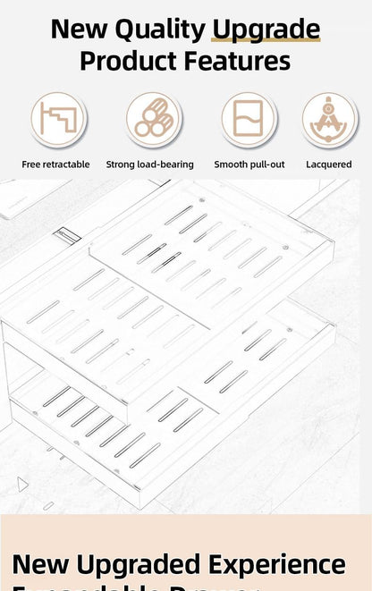 GENERIX Pull-Out Cabinet Organizer – 1-Tier Adjustable Sliding Drawer, Under Sink Storage Rack for Kitchen, Pantry & Bathroom – Heavy-Duty Space-Saving Organizer (White)