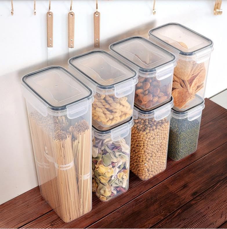 airtight food storage containers with lids – bpa-free plastic pantry organizer set – stackable kitchen storage bins for cereal, flour, sugar, rice, pasta, snacks & dry food organization