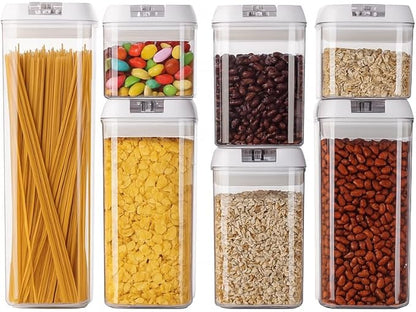 Airtight Food Storage Containers with Lids – BPA-Free Plastic Pantry Organizer Set – Stackable Kitchen Storage Bins for Cereal, Flour, Sugar, Rice, Pasta, Snacks & Dry Food Organization