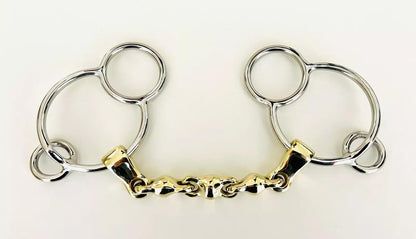 GENERIX German Silver 3-Ring Gag Horse Bit, 14.6 cm Lozenge Mouthpiece, Show Jumping Training Equipment