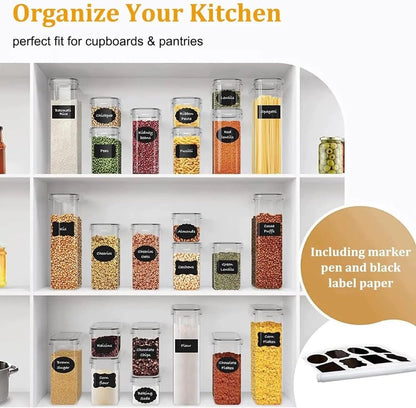 Airtight Food Storage Containers with Lids – BPA-Free Plastic Pantry Organizer Set – Stackable Kitchen Storage Bins for Cereal, Flour, Sugar, Rice, Pasta, Snacks & Dry Food Organization