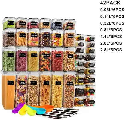 Airtight Food Storage Containers with Lids – BPA-Free Plastic Pantry Organizer Set – Stackable Kitchen Storage Bins for Cereal, Flour, Sugar, Rice, Pasta, Snacks & Dry Food Organization