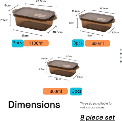 GENERIX Food Storage Containers with Lids – 9-Piece BPA-Free Plastic Set (3×300ml, 3×600ml, 3×1100ml) – Airtight & Leakproof – Microwave, Freezer & Dishwasher Safe – Meal Prep Containers